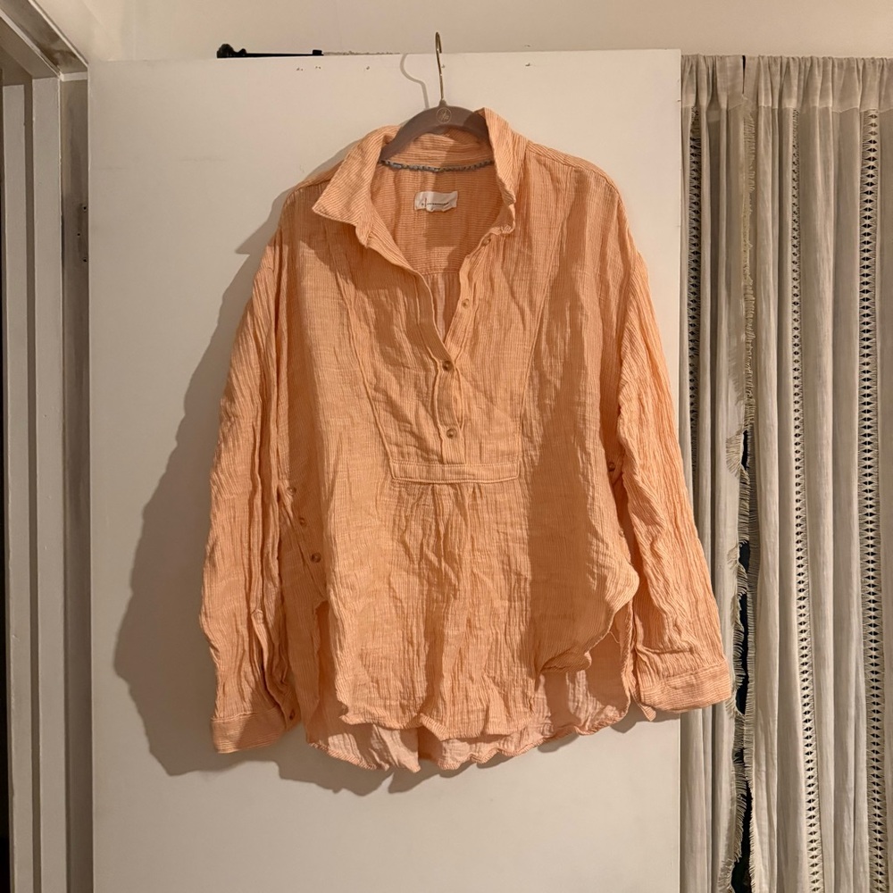 Anthropologie orange muslin blouse size XL
